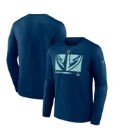 Men's Fanatics Deep Sea Blue Seattle Kraken Authentic Pro Core Collection Secondary Long Sleeve T-Shirt