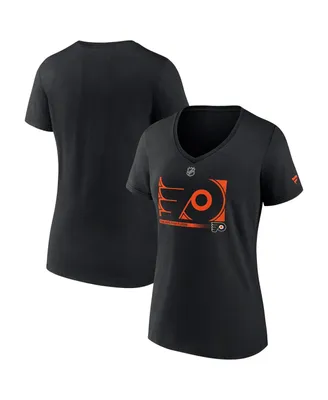 Women's Fanatics Black Philadelphia Flyers Authentic Pro Core Collection Secondary Logo V-Neck T-Shirt