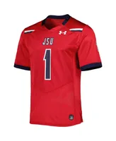 Men's Under Armour #1 Red Jackson State Tigers Team Wordmark Replica Football Jersey