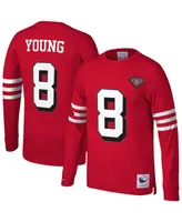 Men's Mitchell & Ness Steve Young Scarlet San Francisco 49ers Retired Player Name and Number Long Sleeve Top