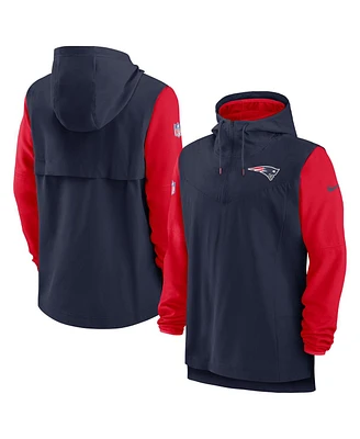 Men's Nike Navy, Red New England Patriots Sideline Player Quarter-zip Hoodie