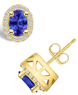 Macy's Tanzanite (7/8 Ct. t.w.) and Diamond (1/4 Halo Stud Earrings