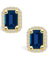 Macy's Sapphire (1-3/8 Ct. t.w.) and Diamond (1/5 Halo Stud Earrings