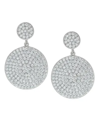 Macy's Fine Silver Plated Cubic Zirconia Pave Disk Dangling Earrings