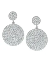 Macy's Fine Silver Plated Cubic Zirconia Pave Disk Dangling Earrings