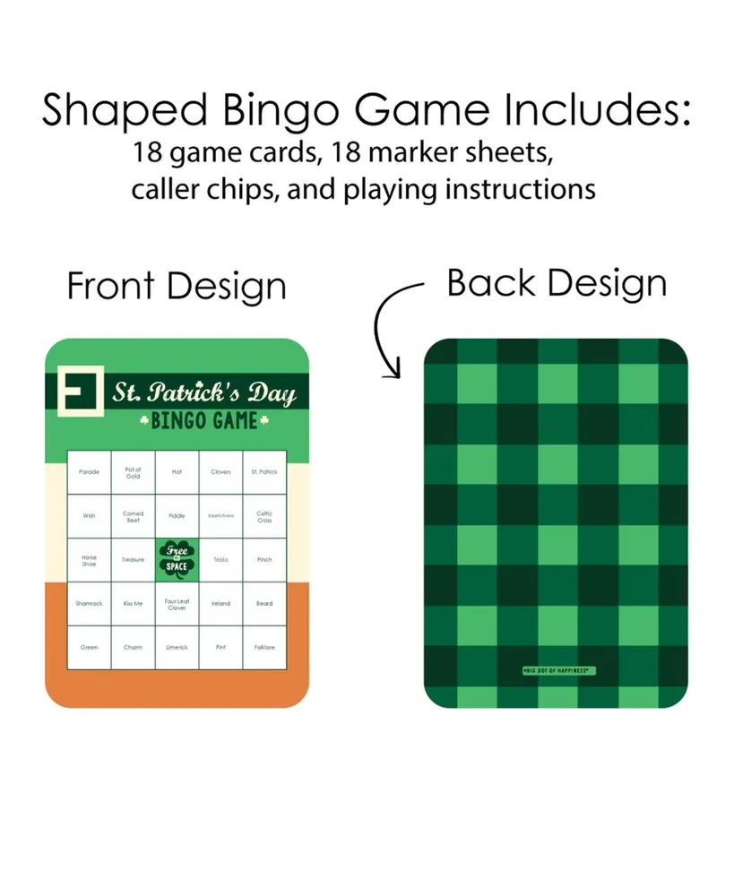 St. Patrick's Day - Bar Bingo Cards & Markers - Party Bingo Game - 18 Ct