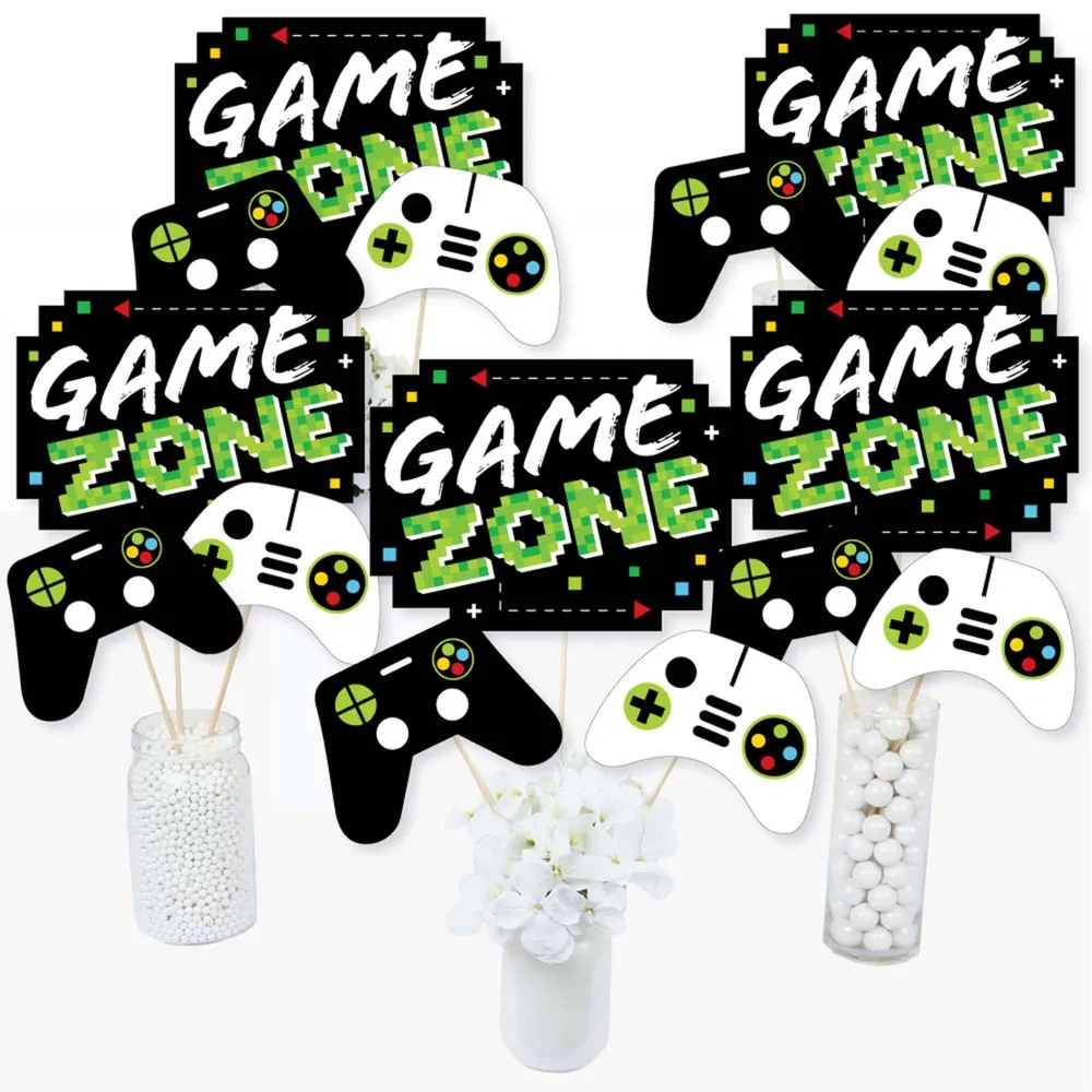 Game Zone - Video Game or Birthday Centerpiece Sticks - Table Toppers -Set of 15