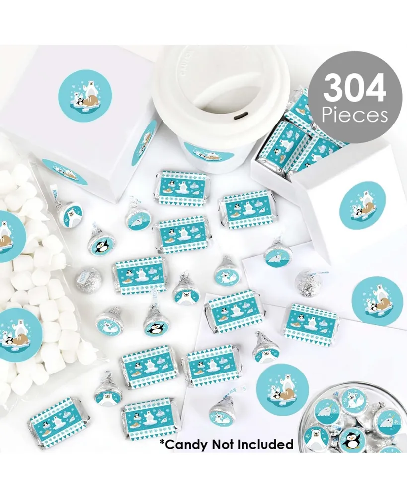 Arctic Polar Animals - Winter Birthday Party Candy Favor Sticker Kit 304 Pieces
