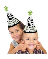 Party Like a Panda Bear - Cone Happy Birthday Party Hats - 8 Ct (Standard Size)