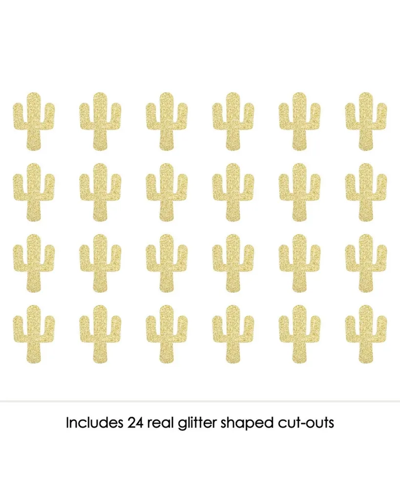 Big Dot of Happiness Gold Glitter Cactus No-Mess Real Gold Glitter Cut-Outs Christmas Confetti 24 Ct