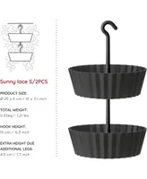 Tree Nest Sunny Hanging 2-Tiered Lace Planter Round Anthracite 10in