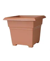 Novelty Square Flower Plastic Pot/Planter, Light Terracotta, 18"