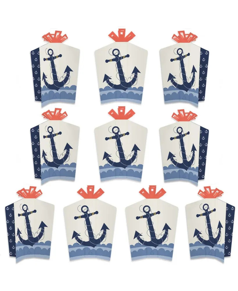 Big Dot Of Happiness Ahoy - Nautical - Table Decor - Party Fold & Flare  Centerpieces - 10 Ct