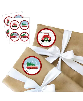 Merry Little Christmas Tree Party To and From Gift Tags Large Stickers 8 Ct