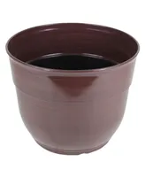 Garden Elements Glazed Brushed Happy Large Plastic Planter Dark 15 Inch