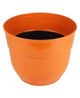 Garden Elements Glazed Brushed Happy Large Plastic Planter Bright 15 Inch