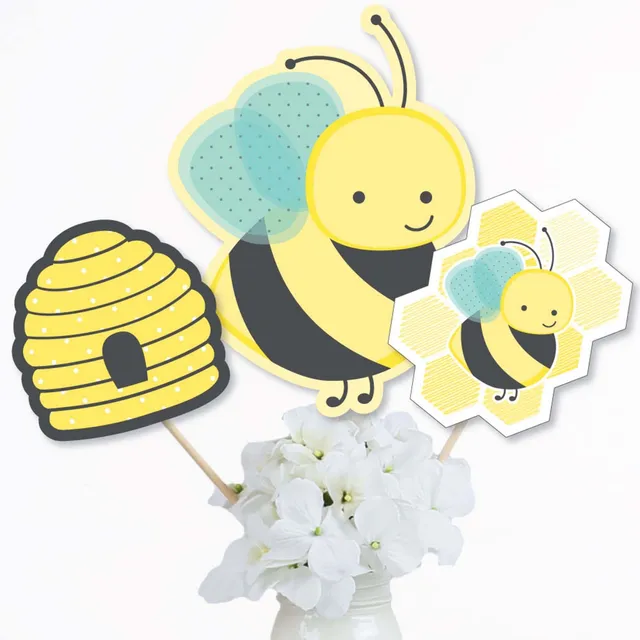 Big Dot Of Happiness Honey Bee - Baby Shower or Birthday Centerpiece Table  Toppers - Set of 15