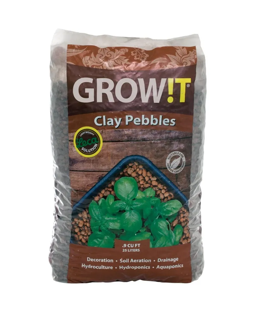 Hydrofarm Growt GMC25L 25 Liter Bag, 4mm-16mm Clay Pebbles, Brown, 25 L Bag