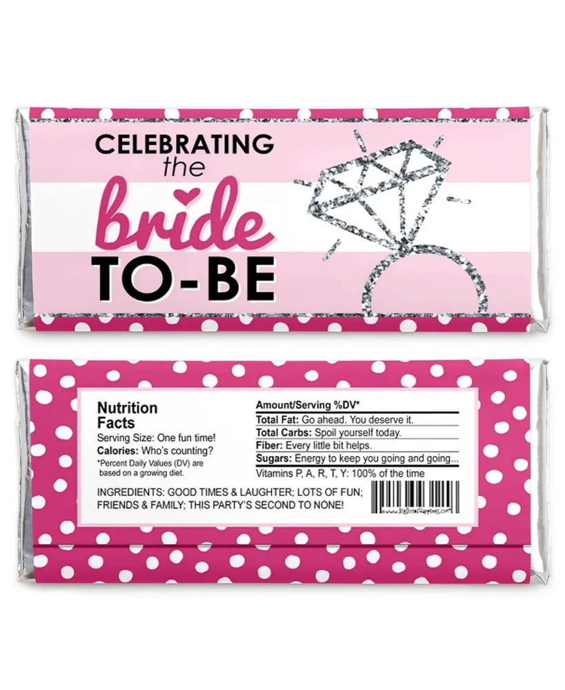 Bride-to-Be - Candy Bar Wrappers Classy Bachelorette Party Favors - 24 Ct