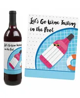 Big Dot of Happiness Make a Splash - Pool Party - Party Decor - Wine Bottle Label Stickers - 4 Ct