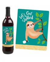 Let's Hang - Sloth - Party Decor - Wine Bottle Label Stickers - 4 Ct