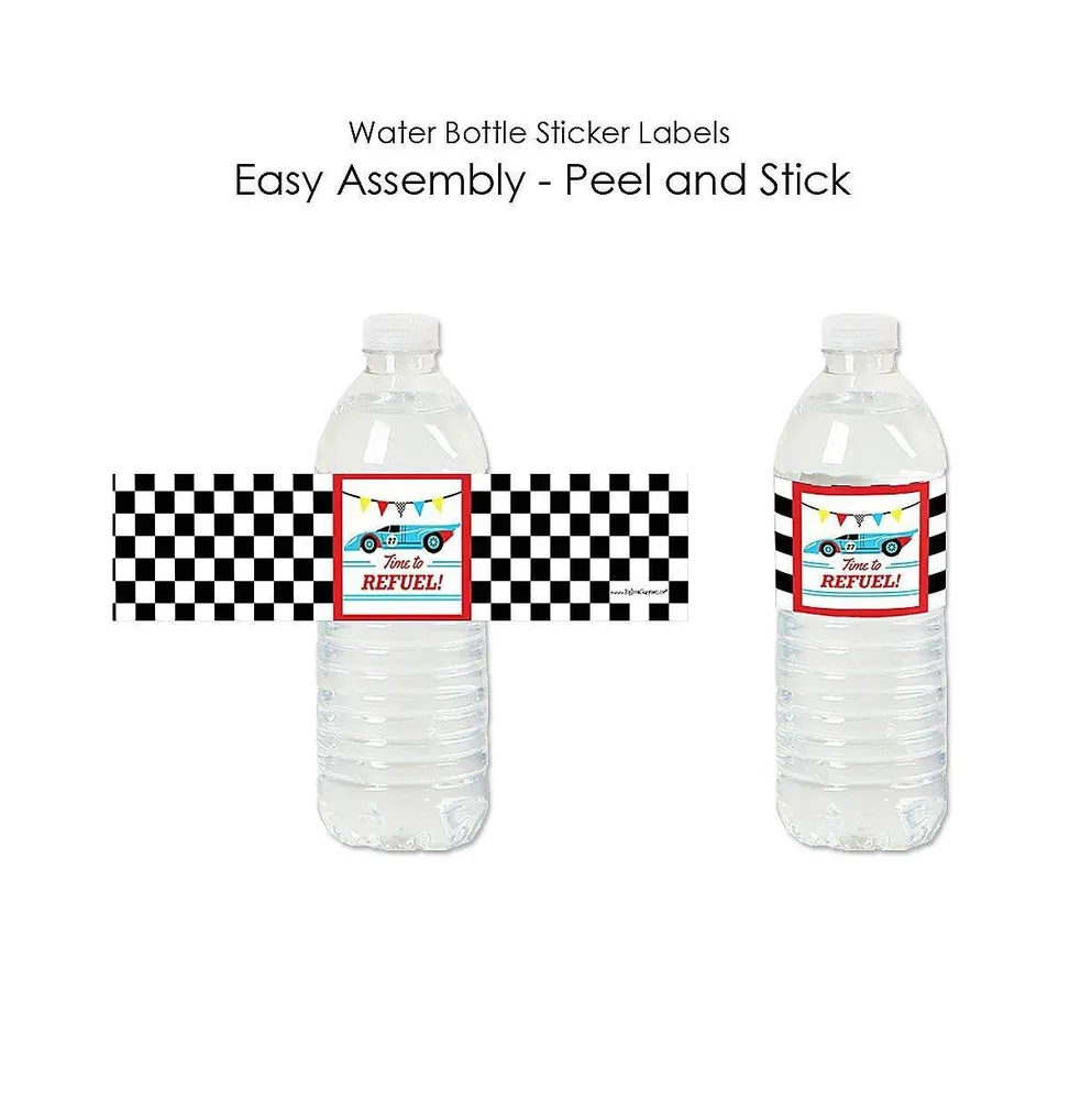 Let's Go Racing - Racecar - Race Car Water Bottle Sticker Labels - 20 Ct - Assorted Pre
