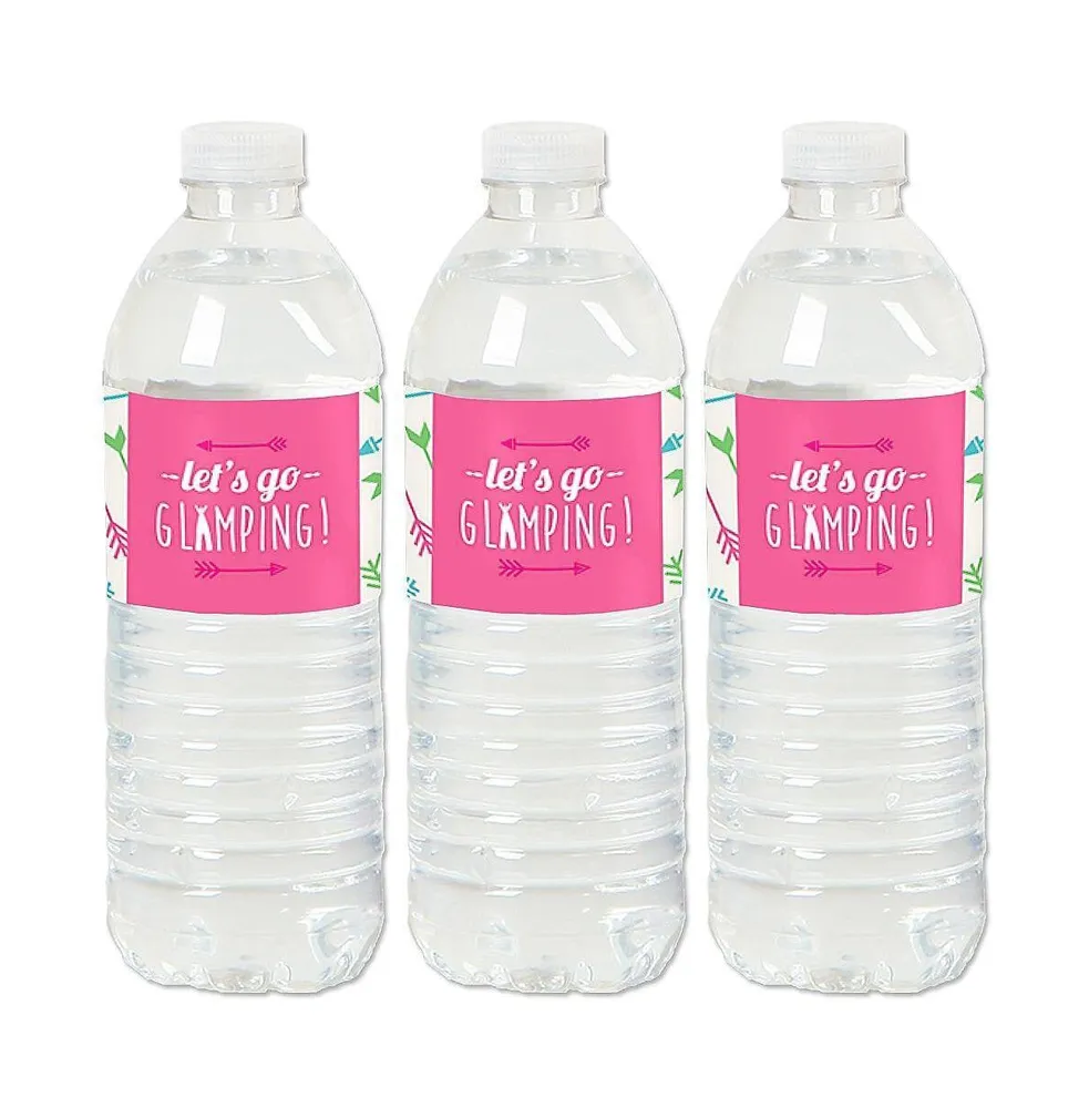 Let's Go Glamping - Camp Glamp Party Water Bottle Sticker Labels - 20 Ct