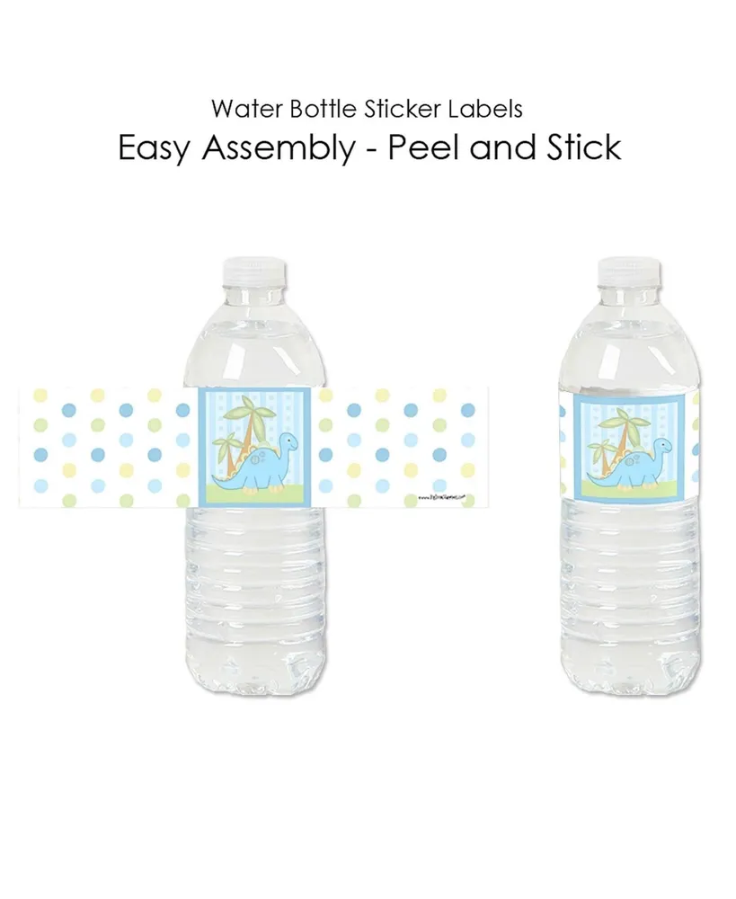 Baby Boy Dinosaur - Baby Shower or Birthday Water Bottle Sticker Labels - 20 Ct
