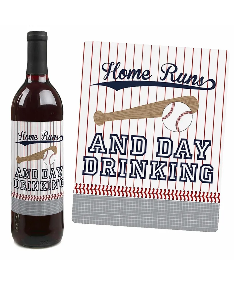 Batter Up - Baseball - Party Decor - Wine Bottle Label Stickers - 4 Ct