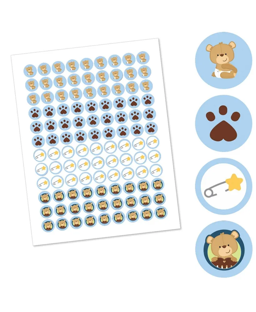 Baby Boy Teddy Bear - Party Round Candy Sticker Favors (1 sheet of 108)