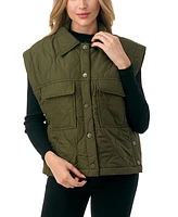 Marcus Adler Women's Snap Front Quilted Vest with Front Pockets