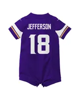 Newborn and Infant Boys Girls Nike Justin Jefferson Purple Minnesota Vikings Game Romper Jersey