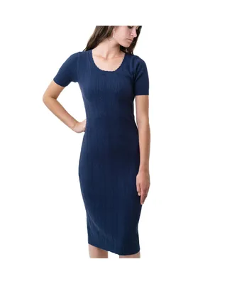 Hope & Henry Women's Fitted Cable Sweater Dress