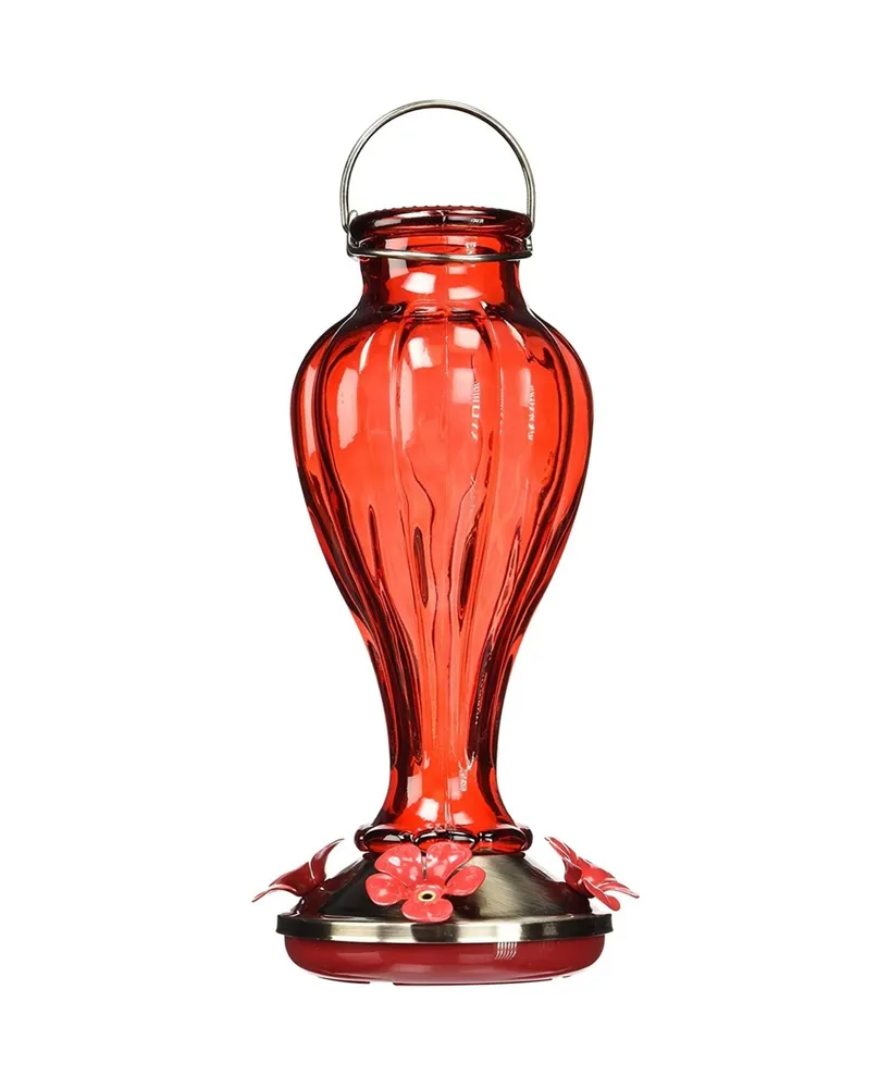 More Birds Hummingbird Feeder Glass Red 20-Oz Nectar Capacity Blossom