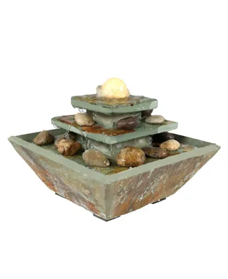 Sunnydaze Decor Ascending Slate Indoor Water Fountain with Led Light - 8 in