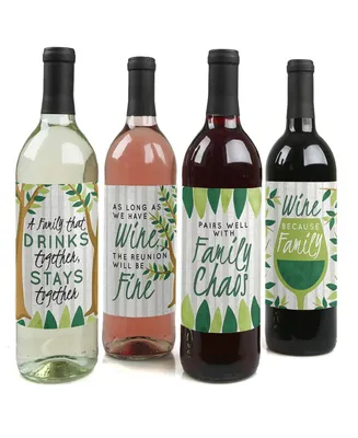 Family Tree Reunion - Party Decor - Wine Bottle Label Stickers - 4 Ct
