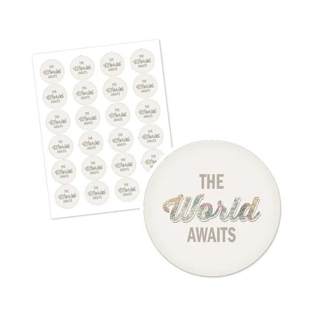 World Awaits - Travel Themed Party Water Bottle Sticker Labels - Set of 20