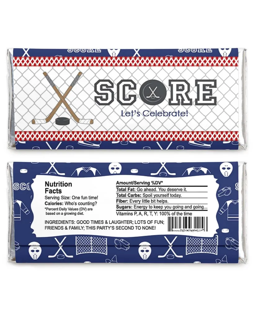 Shoots and Scores - Hockey - Candy Bar Wrappers Party Favors - 24 Ct