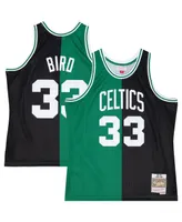 Men's Mitchell & Ness Larry Bird Black, Kelly Green Boston Celtics Hardwood Classics 1985-86 Split Swingman Jersey