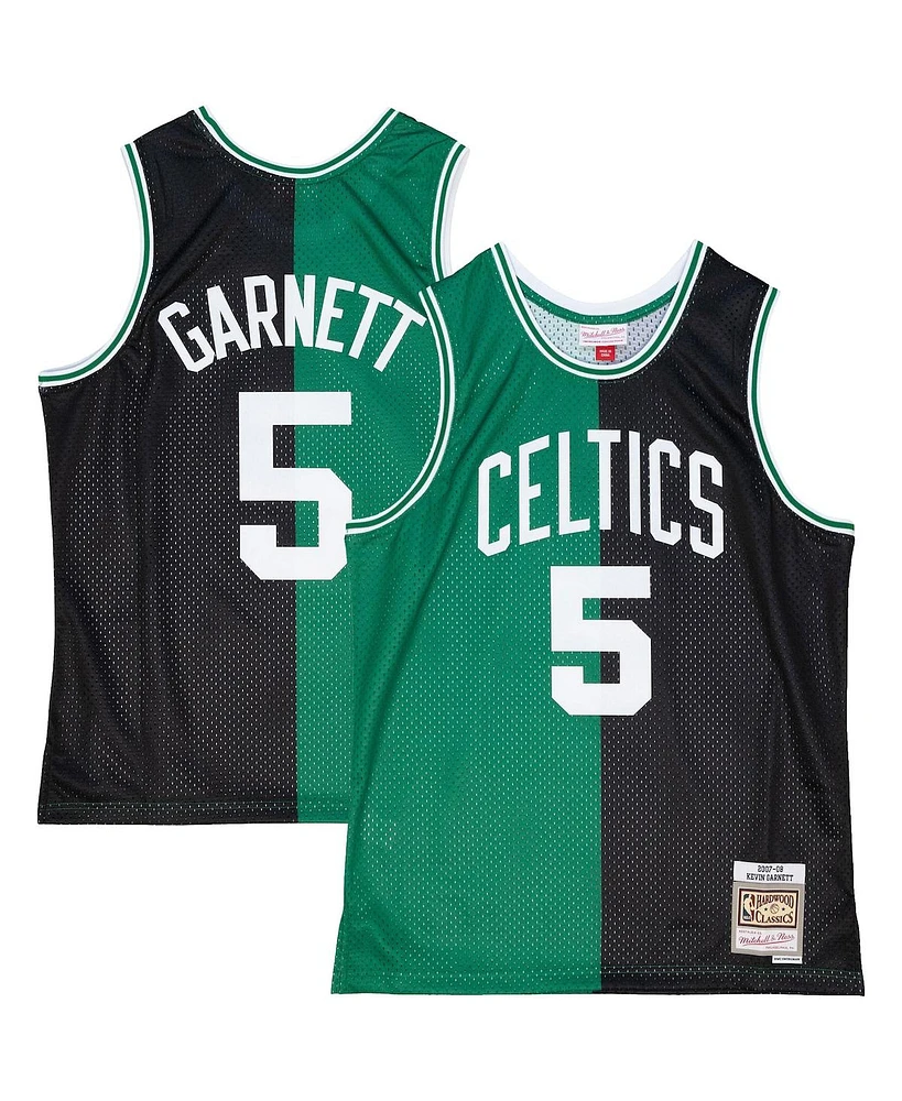 Men's Mitchell & Ness Kevin Garnett Black, Kelly Green Boston Celtics Hardwood Classics 2007-08 Split Swingman Jersey