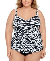 Swim Solutions Plus Size Tummy Control Triple Tier Fauxkini, Created For Macy's