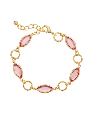 2028 Gold-Tone Pink Crystal Linking Bracelet