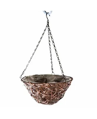 Gardener's Select Round Woven Plastic Wicker Hanging Basket, Brown