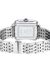 GV2 by Gevril Women's Bari Tortoise Swiss Quartz Diamond Accents Silver-Tone Stainless Steel Bracelet Watch 34mm x 30mm