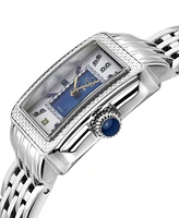 GV2 by Gevril Women's Padova Gemstone Swiss Quartz Diamond Accent Silver-Tone Stainless Steel Bracelet Watch 27mm x 30mm