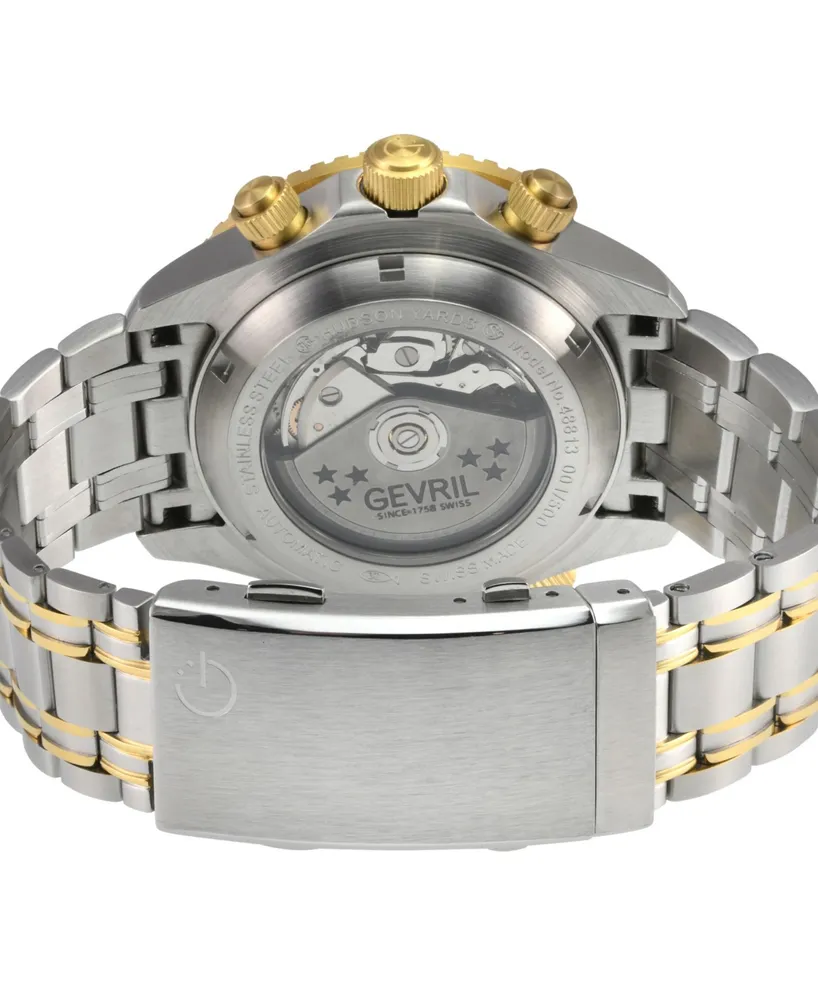 Gevril Men's Hudson Yards Swiss Automatic Two-Tone Ss Ipyg Stainless Steel Bracelet Watch 43mm