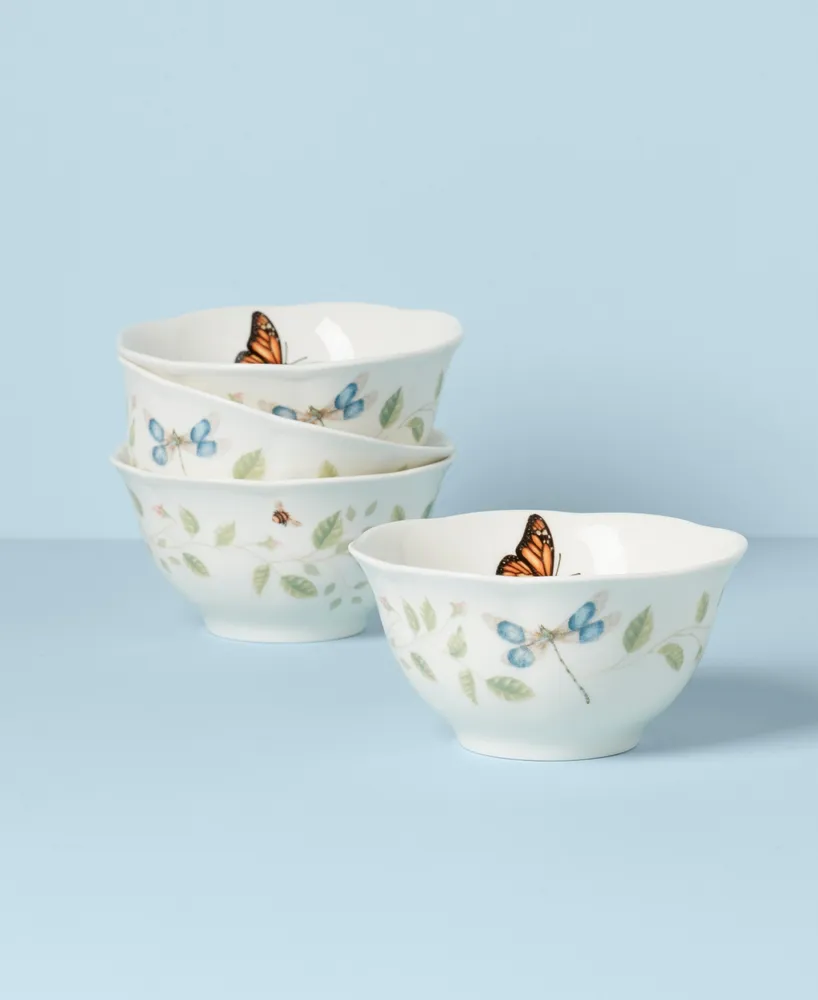 Lenox Butterfly Meadow Floral 4 Piece Rice Bowl Set, Service for 4