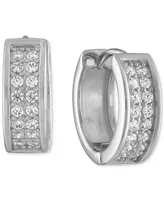 Esquire Men's Jewelry Cubic Zirconia Small Huggie Hoop Earrings, 1/2", Created for Macy's