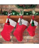 Holiday Plaid Trees - Buffalo Plaid Decor - Christmas Tree Ornaments - Set of 12