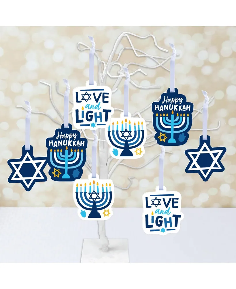 Hanukkah Menorah - Chanukah Holiday Decorations - Tree Ornaments - Set of 12